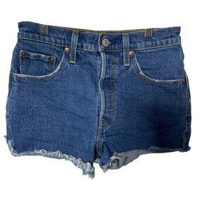 Levis 501 Premium Denim Jean Shorts Womens 25 Blue Cut Off Button Fly Mini